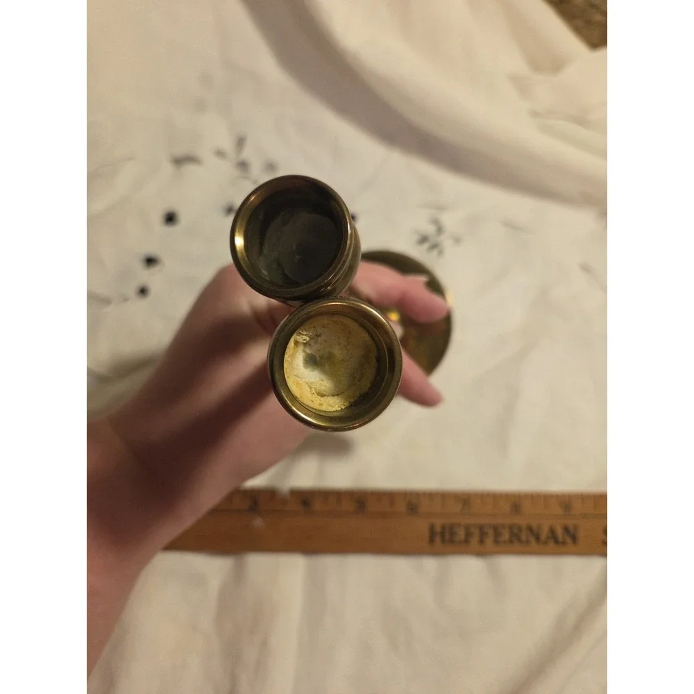 Vintage Jarvie Style Brass Candlesticks With Slender Stem & Circular Base